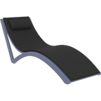 Slim Sun Lounger - White with Dark Grey Cushion and Pillow