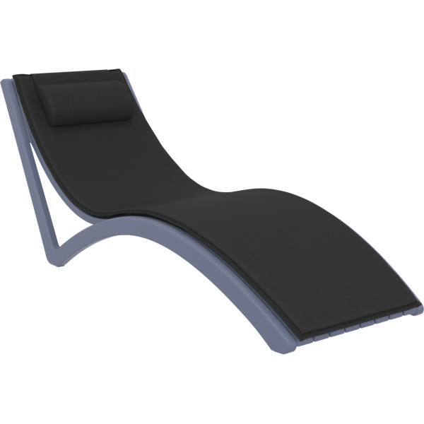 Slim Sun Lounger - White with Dark Grey Cushion and Pillow