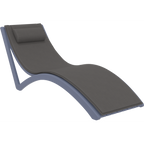 Slim Sun Lounger - White with Dark Grey Cushion and Pillow