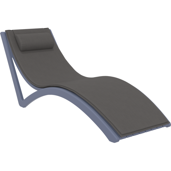 Slim Sun Lounger - White with Dark Grey Cushion and Pillow
