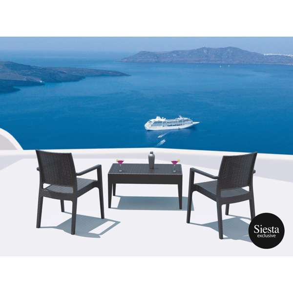 Ibiza Arm Chair/Miami Lounge Table 2 Seat Package - White