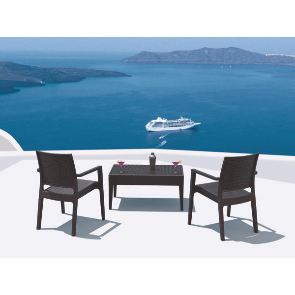 3 Piece Resin Rattan Pool Side Setting with Ibiza Arm Chair