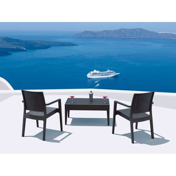 Ibiza Arm Chair/Miami Lounge Table 2 Seat Package - White