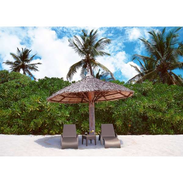 Fiji Sun Lounger/Miami Side Table 3 Pc Package - White