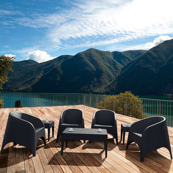 Resin Rattan 4 Seat Outdoor Setting with Aruba Arm Chair