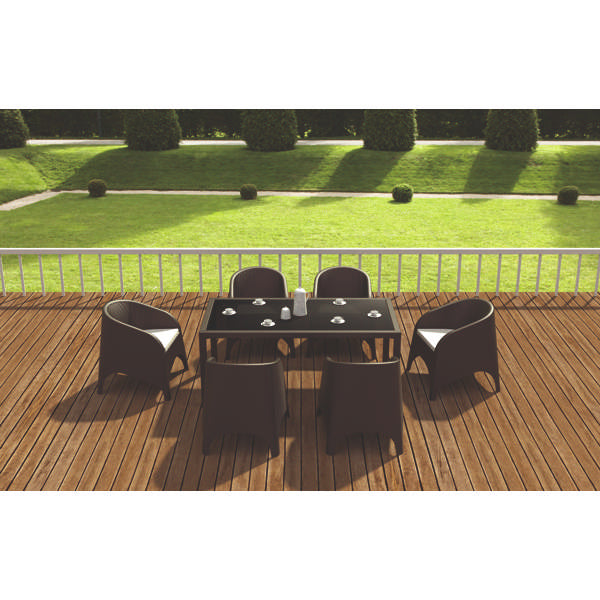 Tahiti Table/Aruba Arm Chair 6 Seat Package - White