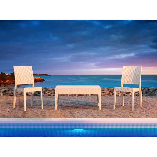 Florida Chair/Miami Lounge Table 2 Seat Package- White