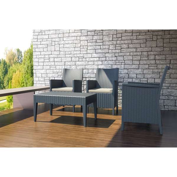 3 Seat California Tub Chair with Cushion and Miami Coffee Table Package