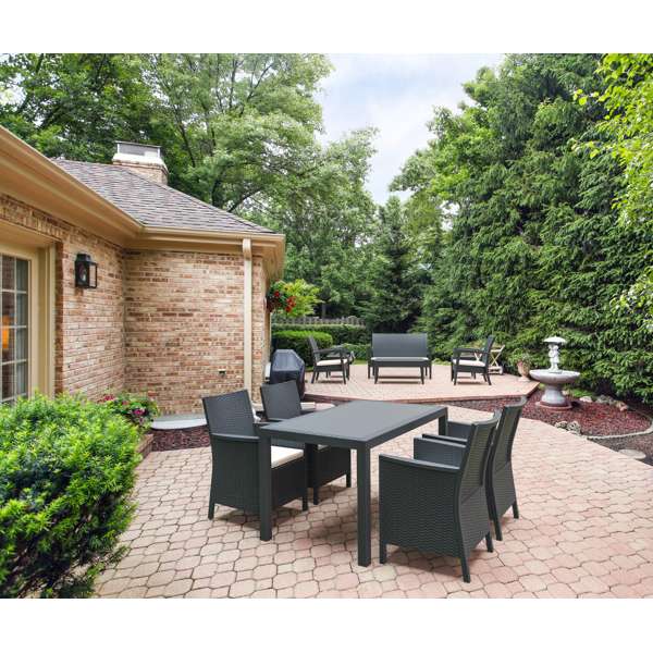 5 Piece Resin Rattan Dining Setting with California Tub Chairs