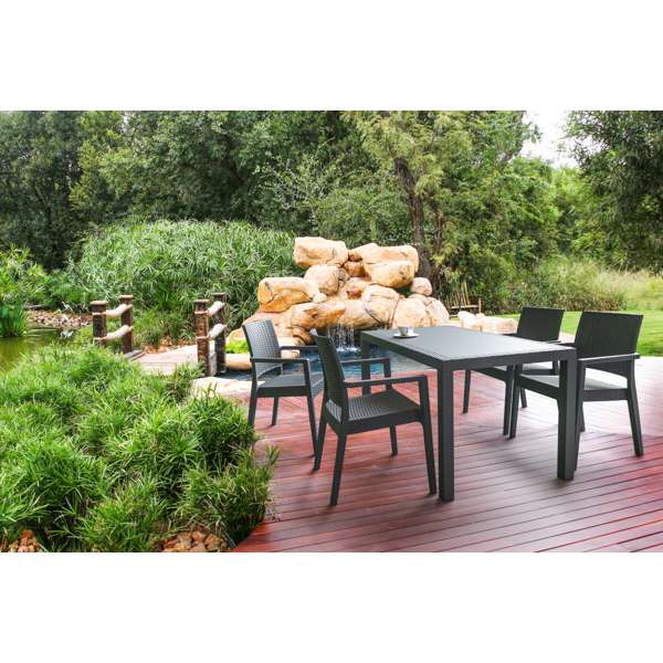 5 Piece Resin Rattan Outdoor Dining Setting