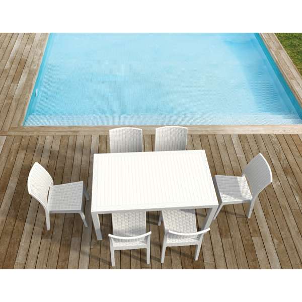 Orlando 140 Table Florida Chair 6 Seat Package - White