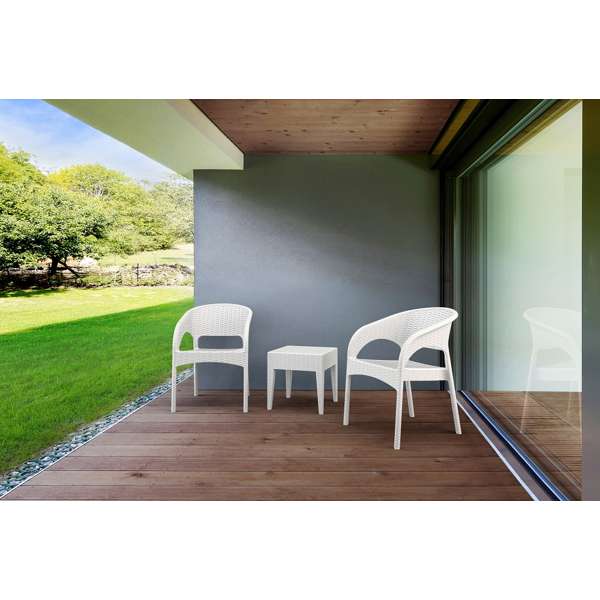 Resin Rattan 3 Piece Chat Setting with Panama Arm Chair