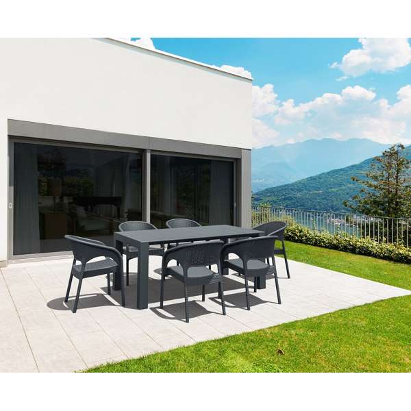 9 Piece Rattan Table Setting Package with Panama Arm Chairs