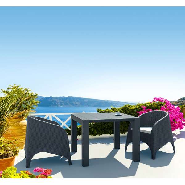 Vegas Table/Aruba Arm Chair 2 Seat Rattan Package - White
