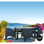 Vegas Table/Aruba Arm Chair 3 Seat Rattan Package - White