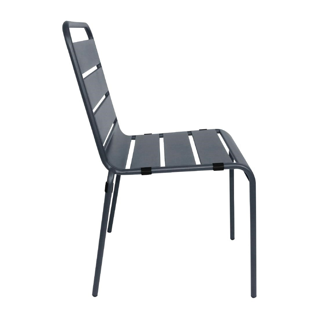 Bolero Slatted Steel Side Chair Grey (Pack 4)