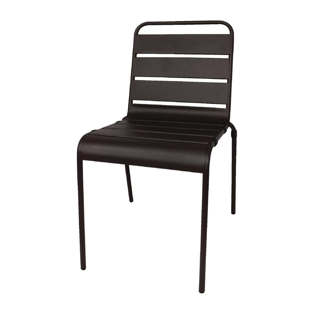 Bolero Slatted Steel Side Chair Black (Pack 4)