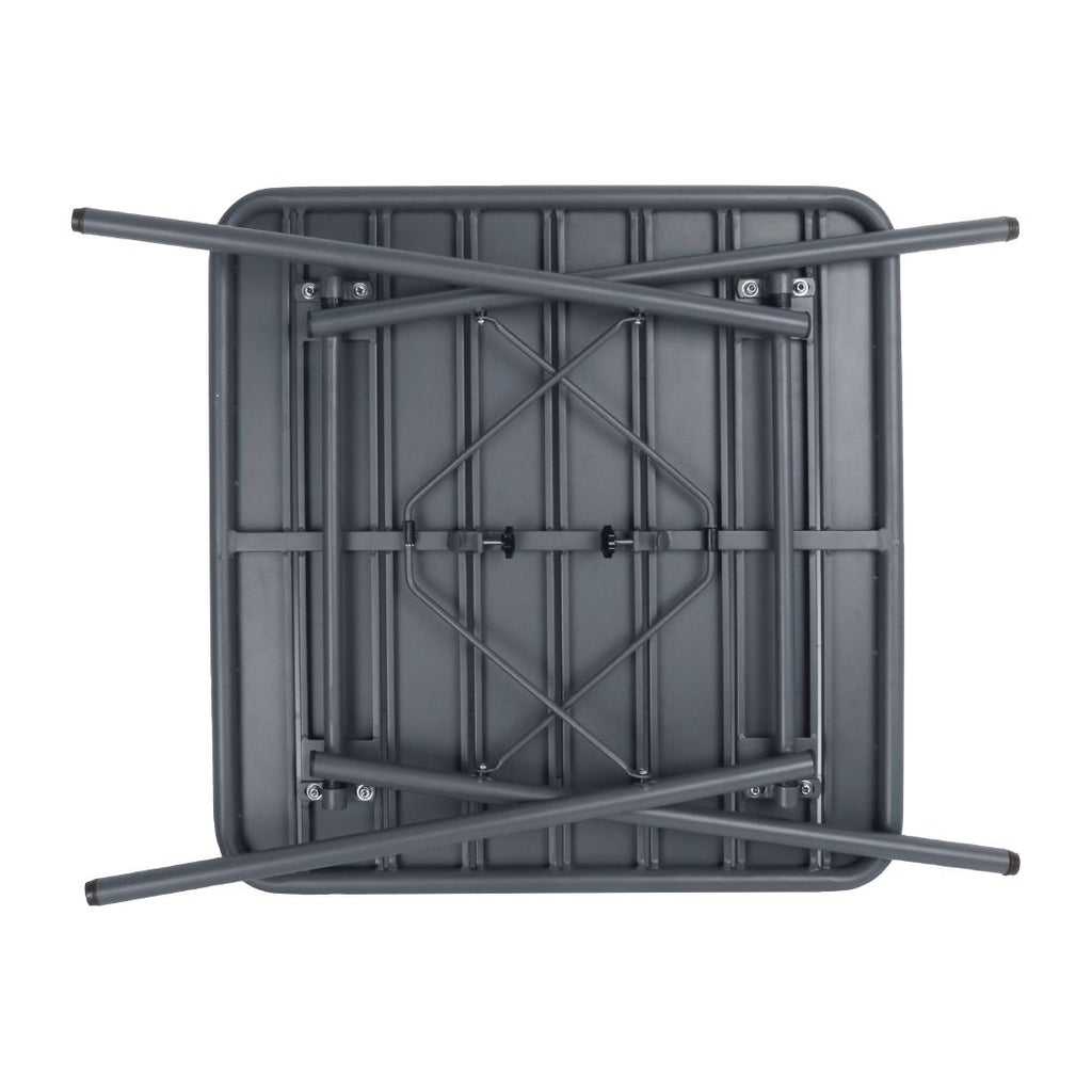 Bolero Slatted Square Steel Table Grey - 700mm