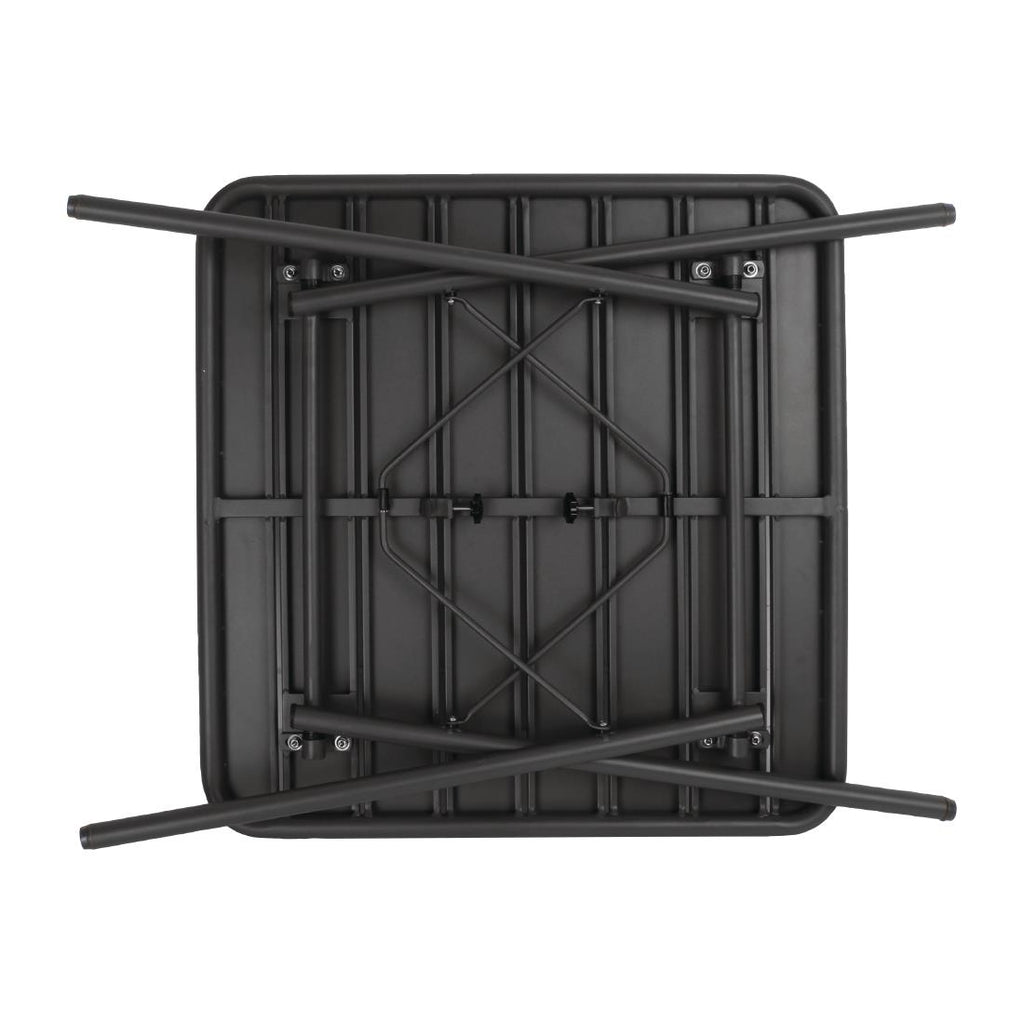 Bolero Slatted Square Steel Table Black - 700mm