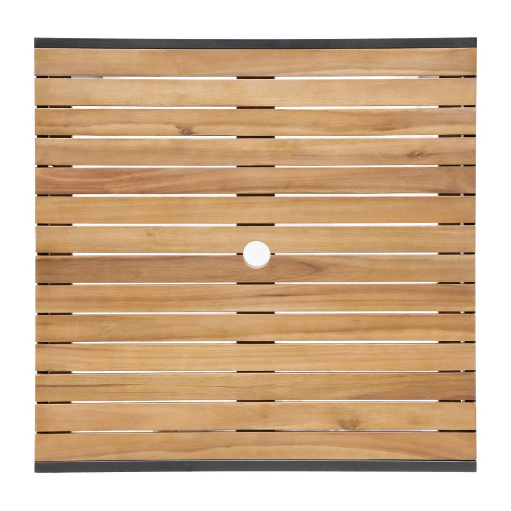 Bolero Steel & Acacia Square Table - 800mm