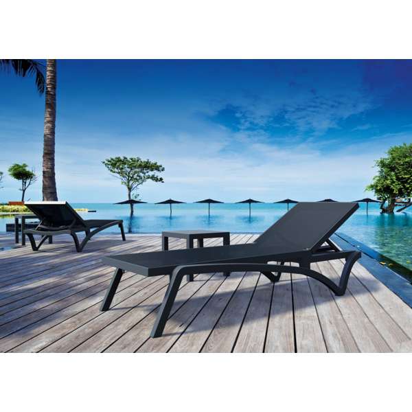 Pacific Sun Lounger/Ocean Side Table 4 Pc Package - Taupe