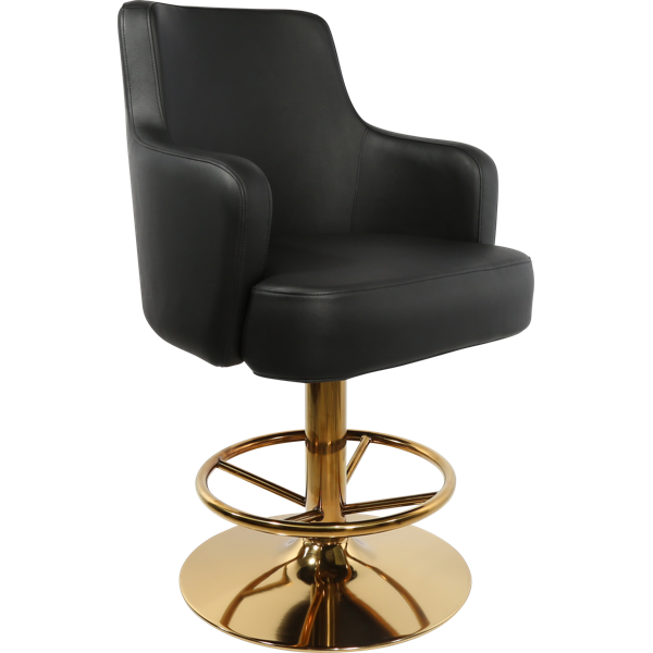 Francoise Gaming Stool Black Vinyl / 550DIA Disc Base Gold Gloss + Swivel (Extended warranty)