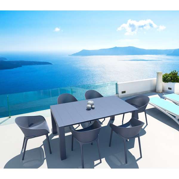 Vegas Medium Table/Sky Pro Chair 6 Seat Package - White