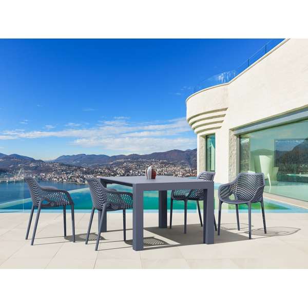 Vegas Table/Air XL Arm Chair 4 Seat Package - White
