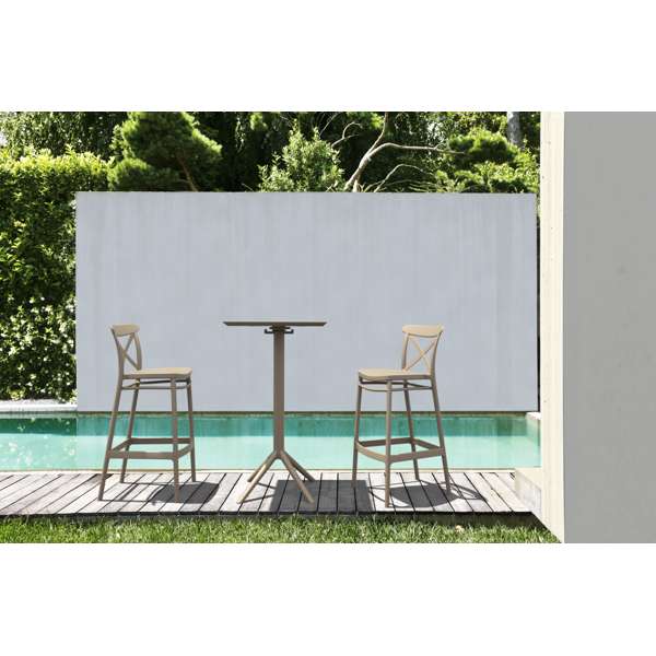 Sky Folding Bar Table 60/Cross Bar Stool 75cm (Dry Bar Height) 2 Seat Package - Anthracite