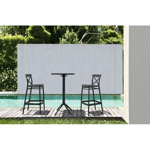 Sky Folding Bar Table 60/Cross Bar Stool 75cm (Dry Bar Height) 2 Seat Package - Anthracite