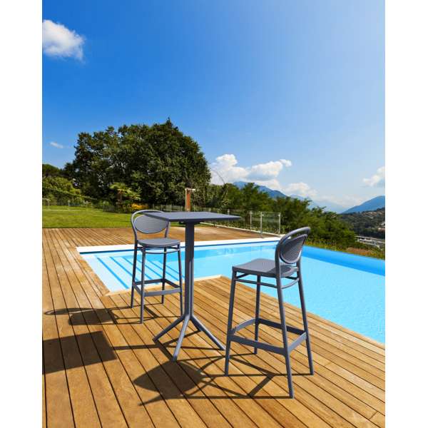 Sky Folding Bar Table 60/Marcel Bar Stool 75cm (Dry Bar Height) 2 Seat Package - White