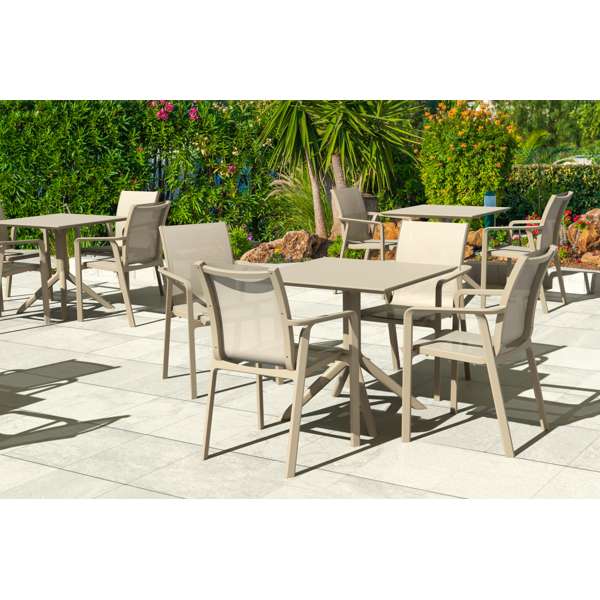 Sky Table 80/Pacific Arm Chair 4 Seat Package - White