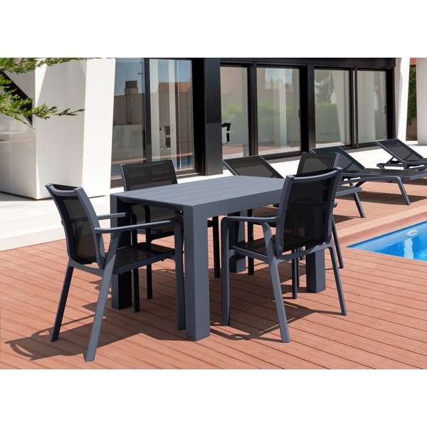 Vegas Table/Pacific Arm Chair 4 Seat Package - Anthracite