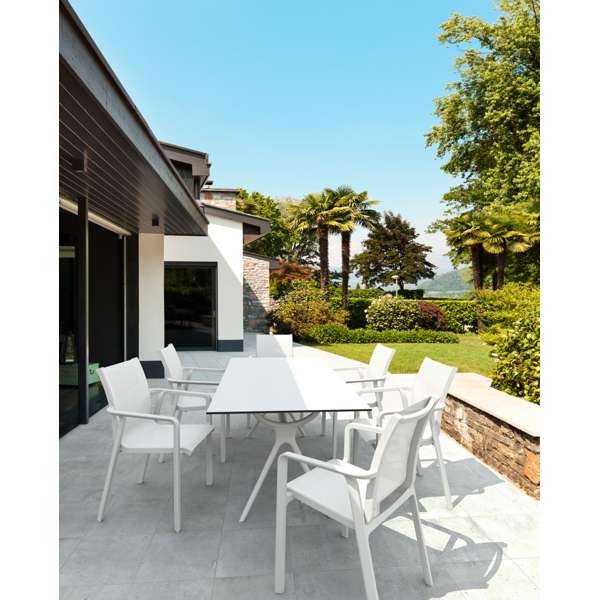 Air Table 180/Pacific Arm Chair 6 Seat Package - White