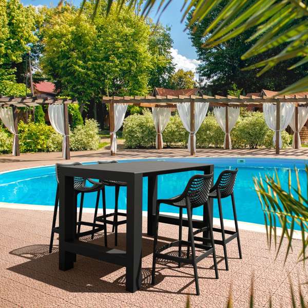 Vegas Bar Table/Air Bar Stool 75cm (Dry Bar Height) 4 Seat Package - White
