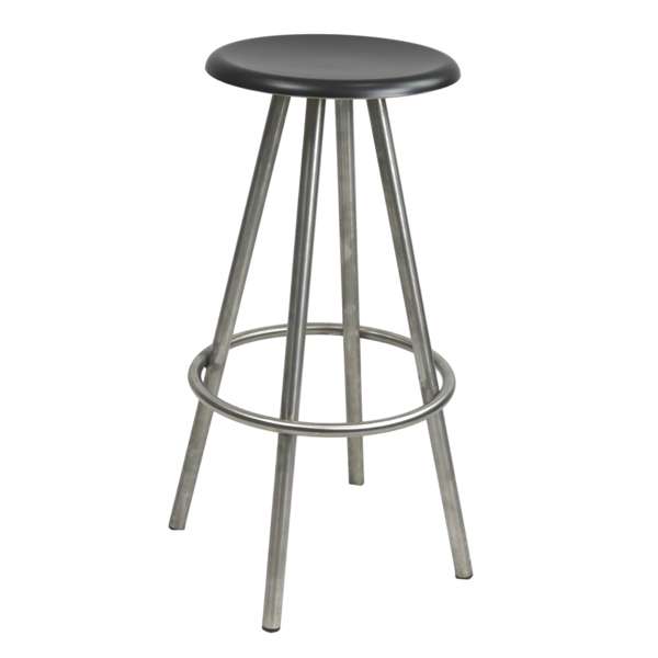 Cruza Stainless Steel Stool with Black Stool Top