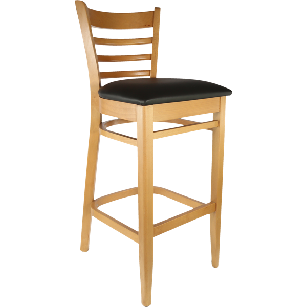 Florence Barstool - Natural - Black Vinyl Seat (Black)
