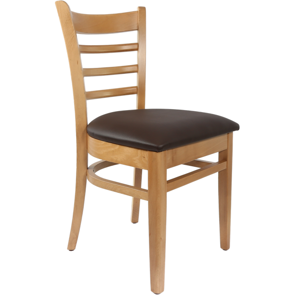 Florence Chair - Natural - Chocolate Vinyl Seat