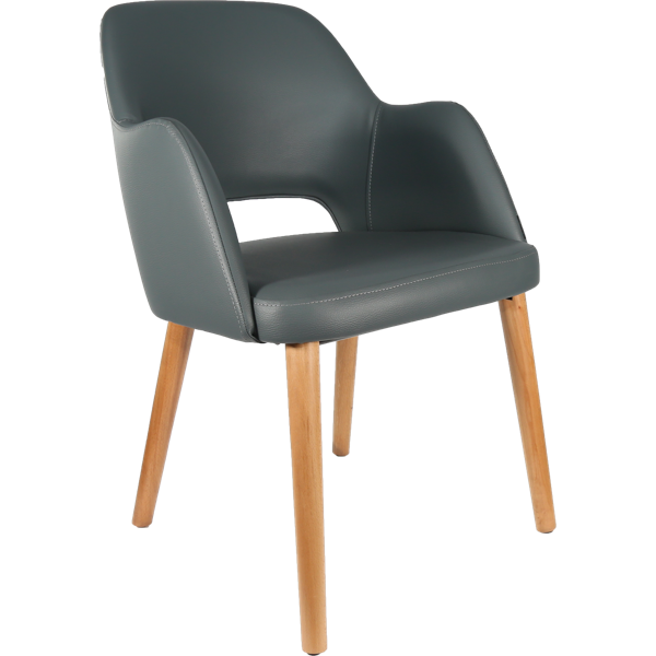 Sorbet Chair - Trojan Oak Legs/Anthracite Vinyl