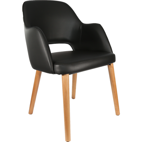 Sorbet Chair- Trojan Oak Legs/Black Vinyl