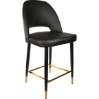 Semifreddo Counter Stool - Black Metal 650h Legs/Denim Velvet