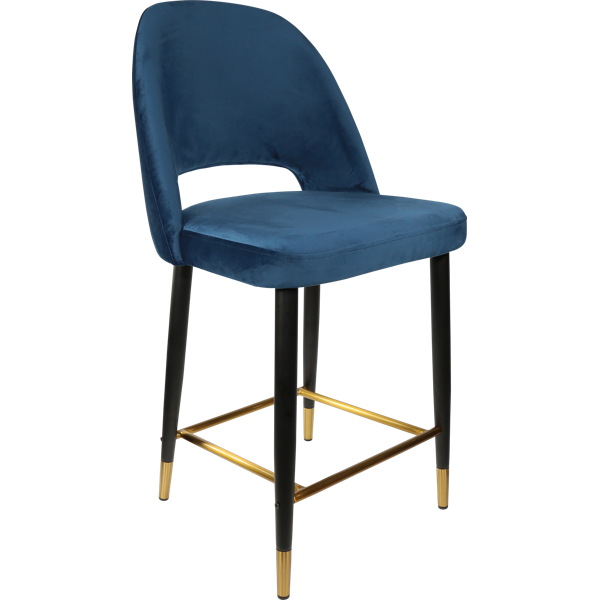 Semifreddo Counter Stool - Black Metal 650h Legs/Denim Velvet