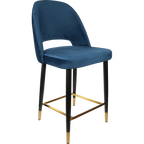 Semifreddo Counter Stool - Black Metal 650h Legs/Denim Velvet