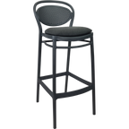Marcel Bar Stool 75cm (Dry Bar Height) - Black with Anthracite Fabric Cushion