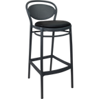 Marcel Bar Stool 75cm (Dry Bar Height) - Black with Anthracite Fabric Cushion
