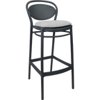 Marcel Bar Stool 75cm (Dry Bar Height) - Black with Anthracite Fabric Cushion