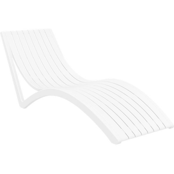 Slim Sun Lounger - White with Dark Grey Cushion and Pillow