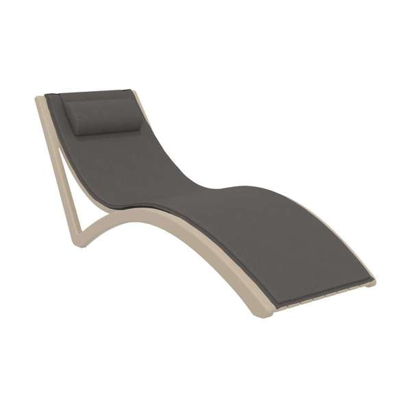 Slim Sun Lounger - White with Dark Grey Cushion and Pillow