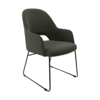 Bourbon Armchair - Charcoal Fabric with Sled Base