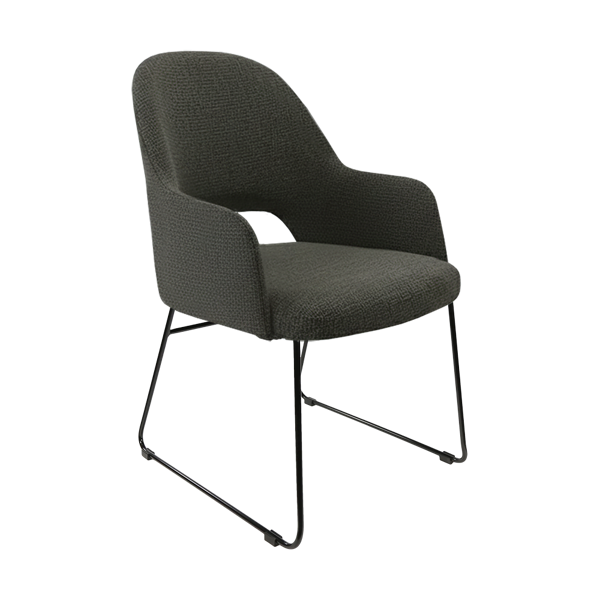 Bourbon Armchair - Charcoal Fabric with Sled Base